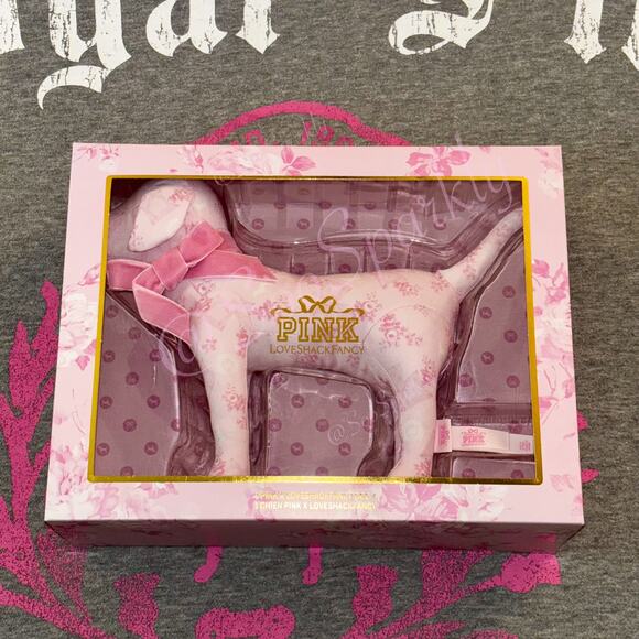 VS PINK x LoveShackFancy Limited Edition Collectible Floral Bows Plush Dog - Picture 1 of 11